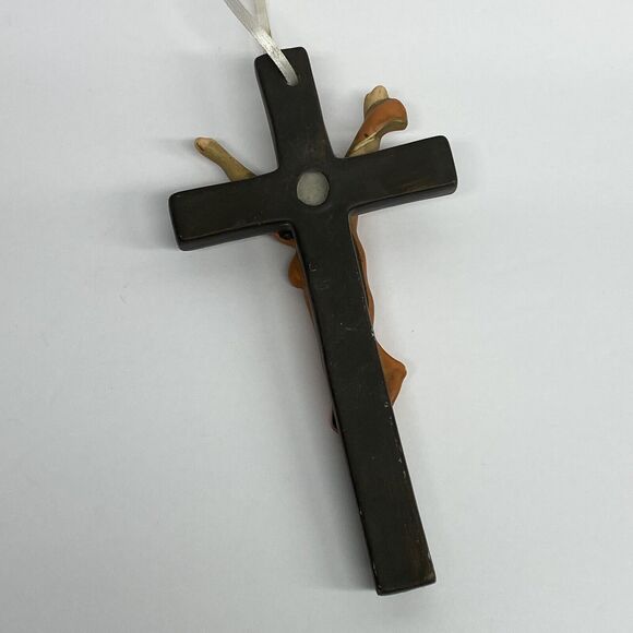 Ceramic Cross Crucifix Jesus Hand Painted VTG 7” Tall Wall Hanging - AS IS - Picture 9 of 10